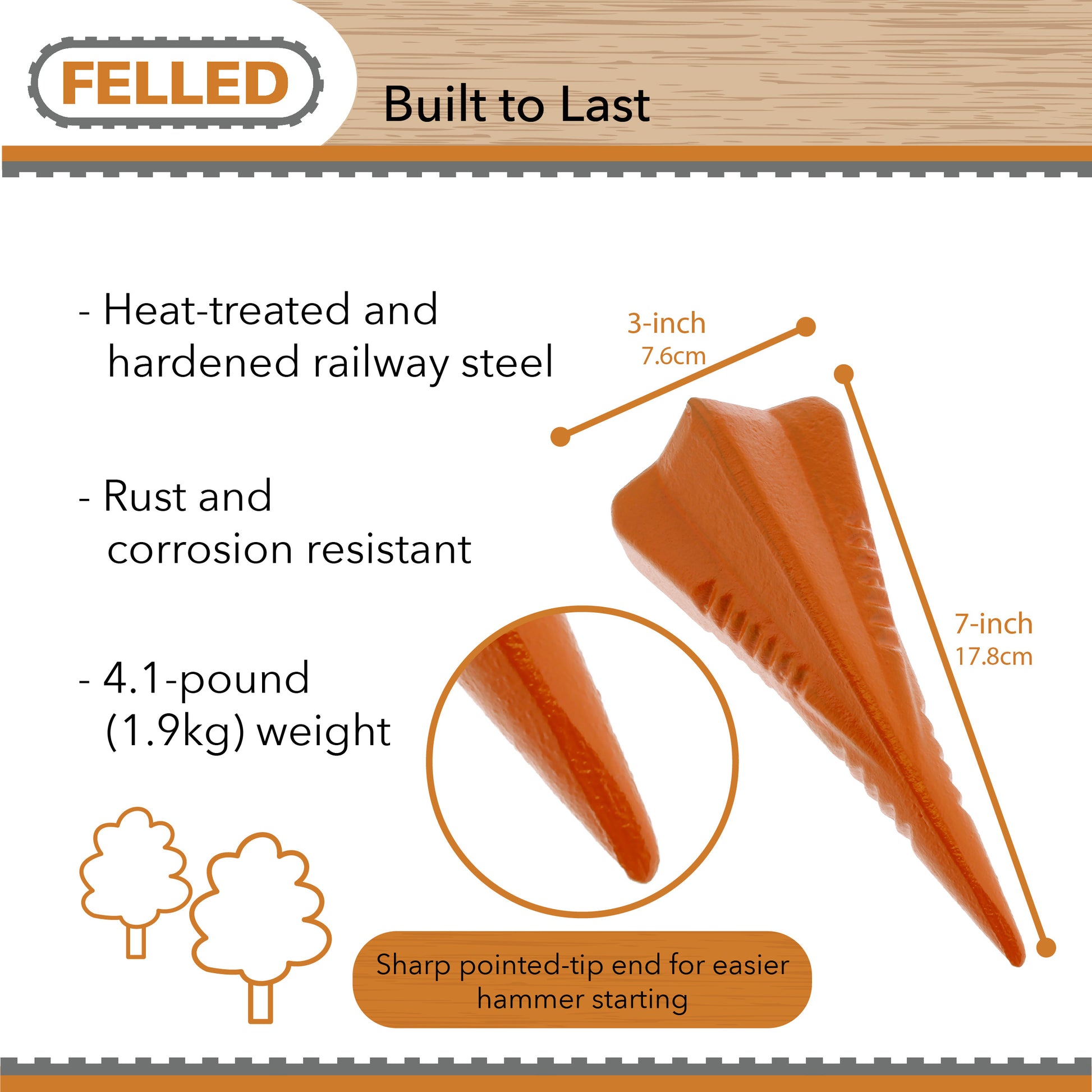 Manual Log Splitter Wedge Diamond Wedge 4-Direction Steel Splitting Wedge