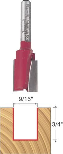 9/16" (Dia.) Double Flute Straight Bit with 1/4" Shank (04-134) , Red