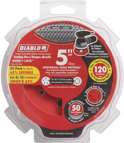 DCD050120H50G 5 in. 120-Grit Universal Hole Random Orbital Sanding Disc