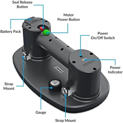 Nemo (2 Batteries, 2 Seals) - Electric Vacuum Suction Cup Lifter for Wood