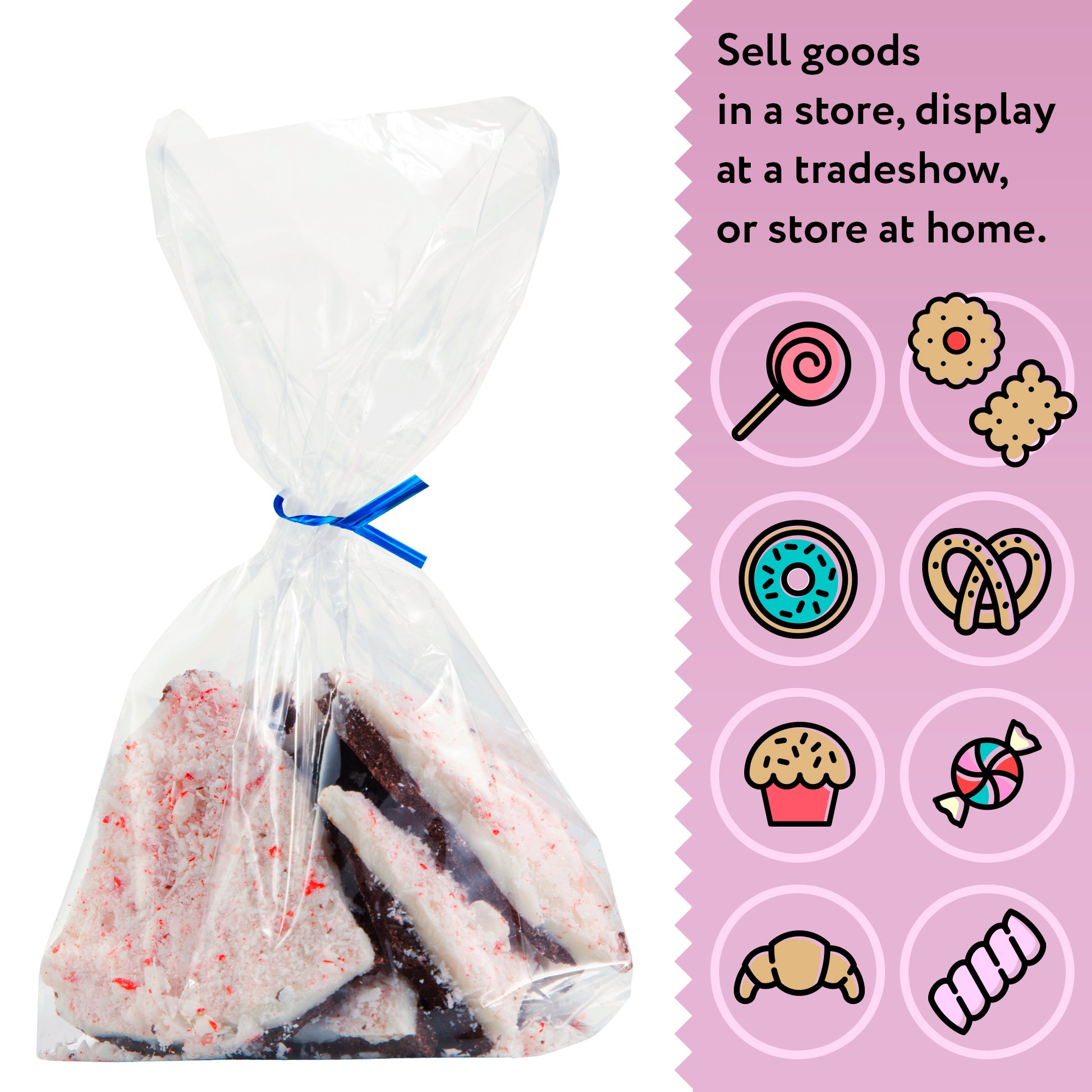 Medium Clear Treat Bags with Ties Cookie Bags 8x10 IN Bakery Bag 200pk