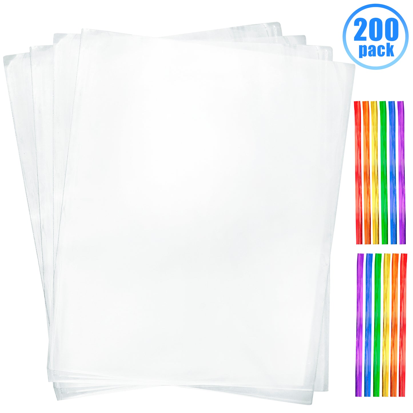 Medium Clear Treat Bags with Ties Cookie Bags 8x10 IN Bakery Bag 200pk