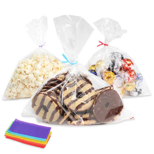 Small Clear Treat Bags with Ties Cookie Bags 6x9 IN Bakery Bag 200pk
