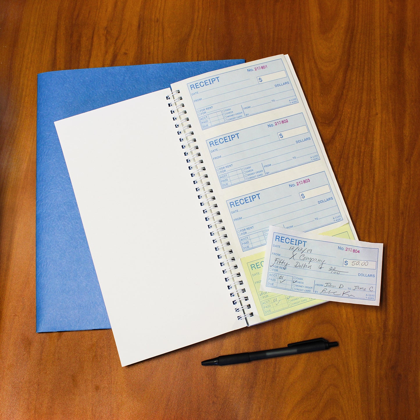 Money Rent Receipt Book 5 Piece Set - 5x11in - 2 Part Carbonless Books