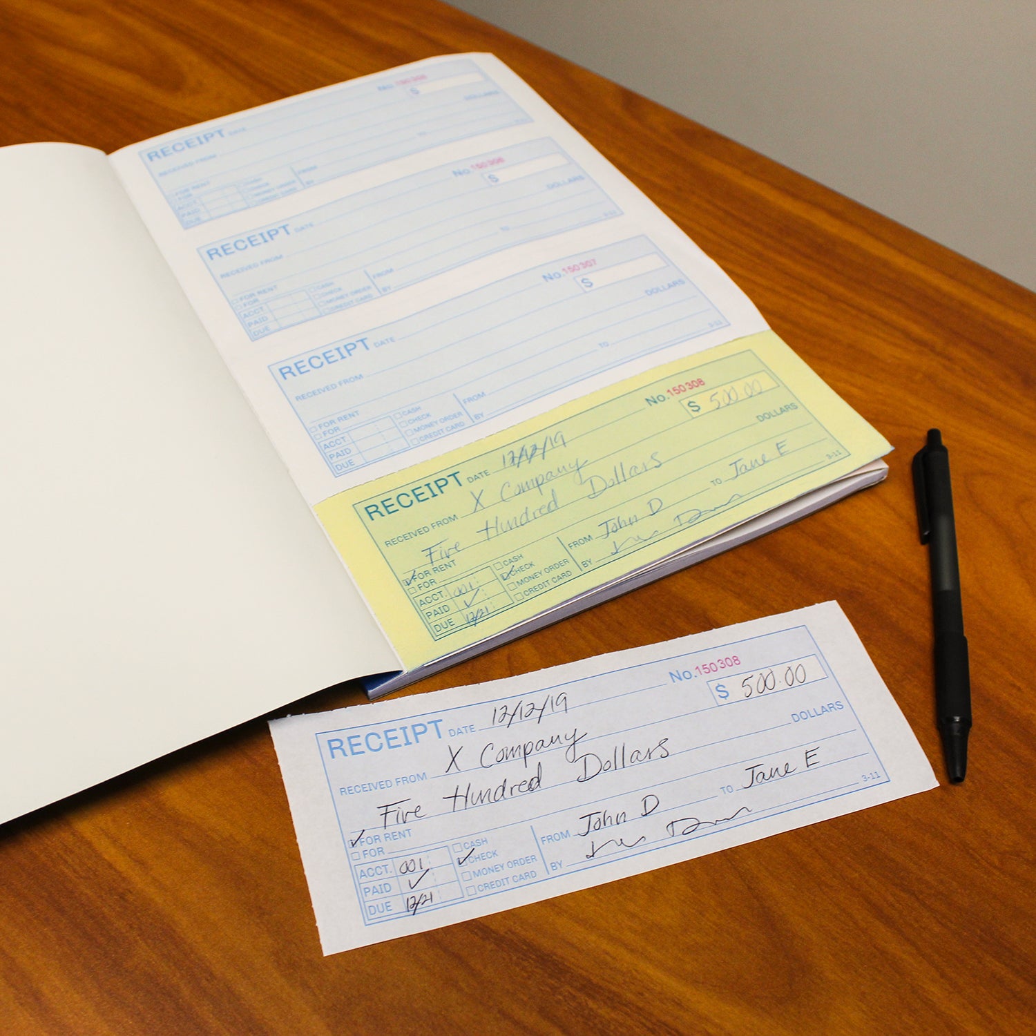 Money Rent Receipt Book 5 Piece Set - 7.6x11in 3 Part Carbonless Books