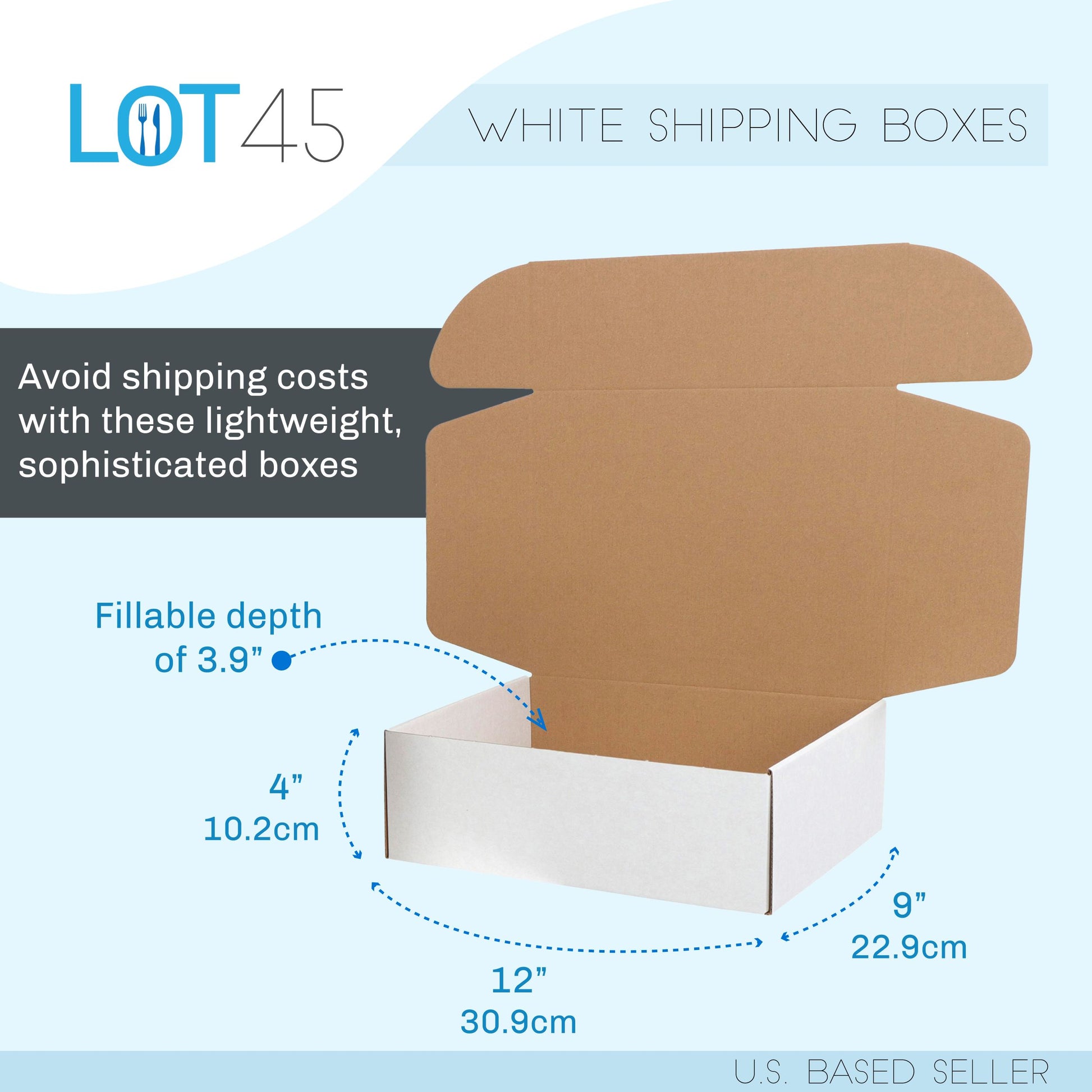Shipping Boxes for Small Business - 20pk White Corrugated Box 12x9x4in