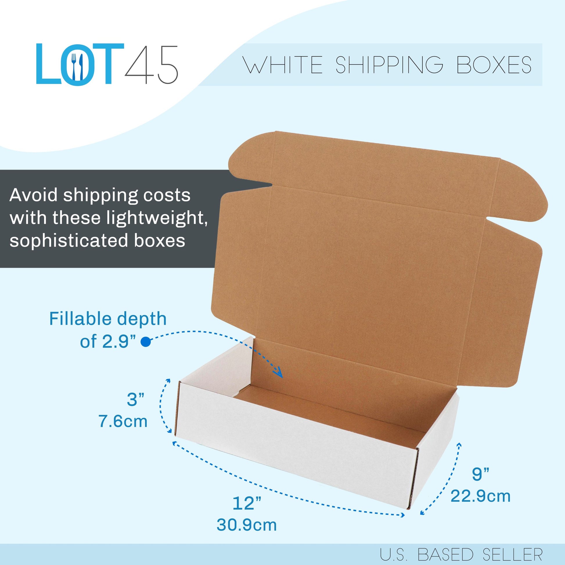 Shipping Boxes for Small Business - 20pk White Corrugated Box 12x9x3in