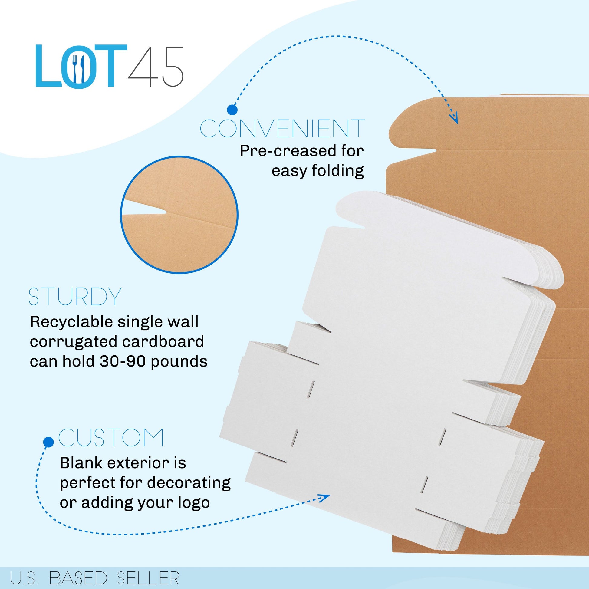 Shipping Boxes for Small Business - 20pk White Corrugated Box 12x9x3in