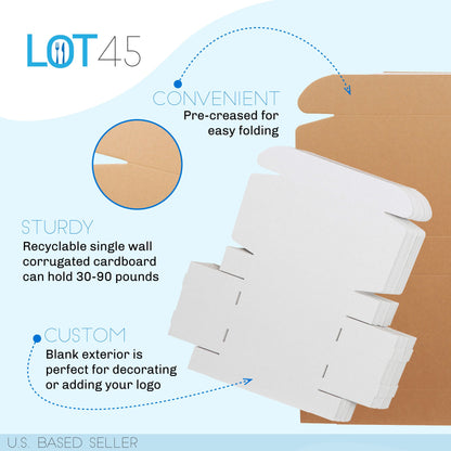 Shipping Boxes for Small Business - 20pk White Corrugated Box 12x9x3in