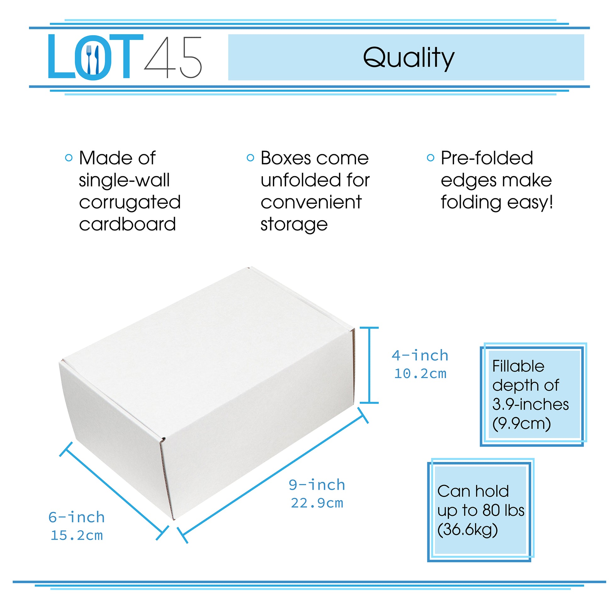 Shipping Boxes for Small Business - 20pk White Corrugated Box 9x6x4in