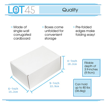 Shipping Boxes for Small Business - 20pk White Corrugated Box 9x6x4in