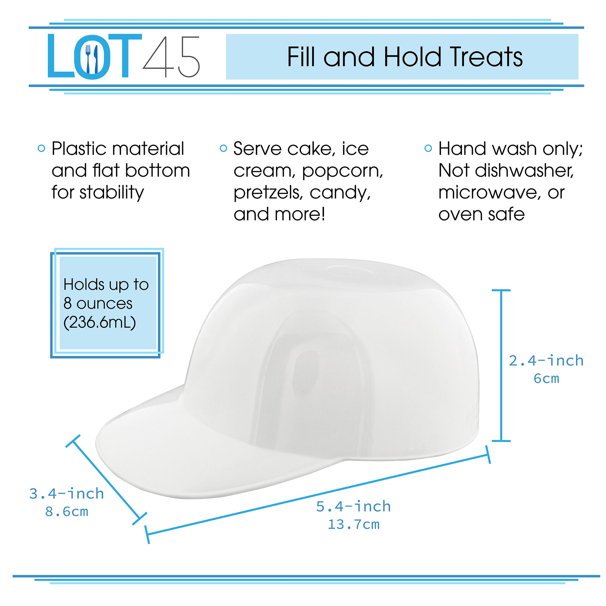 Baseball Helmet Ice Cream Snack Bowls - 12pc 8oz White Baseball Cups