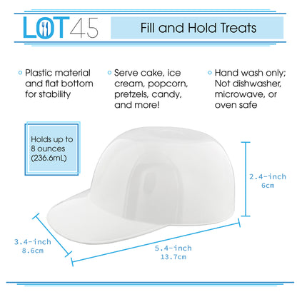 Baseball Helmet Ice Cream Snack Bowls - 12pc 8oz White Baseball Cups