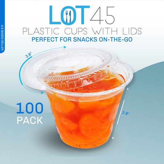 Plastic Dessert Cups with Lids - 100pk 9oz Clear Plastic Cups and Lids