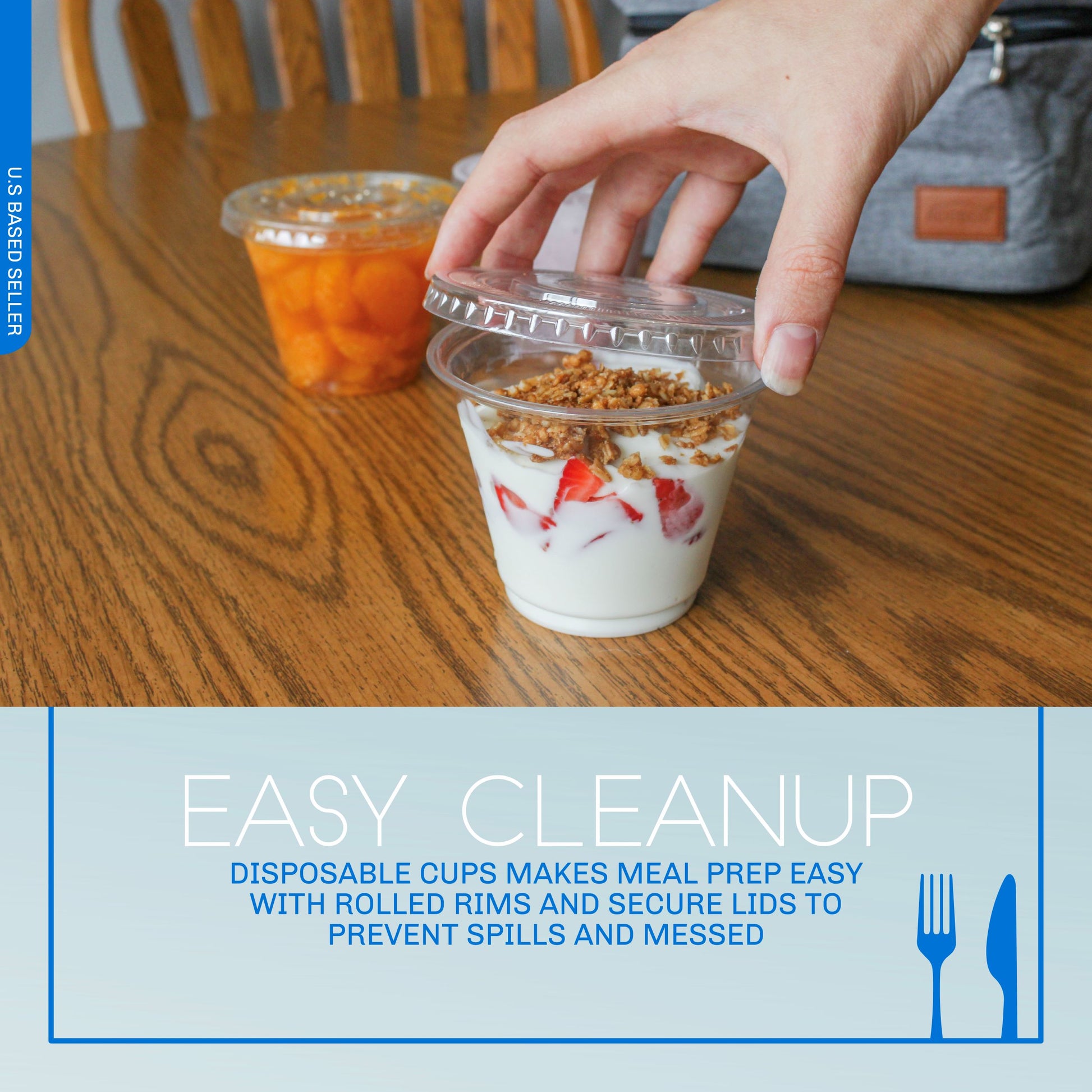 Plastic Dessert Cups with Lids - 100pk 9oz Clear Plastic Cups and Lids
