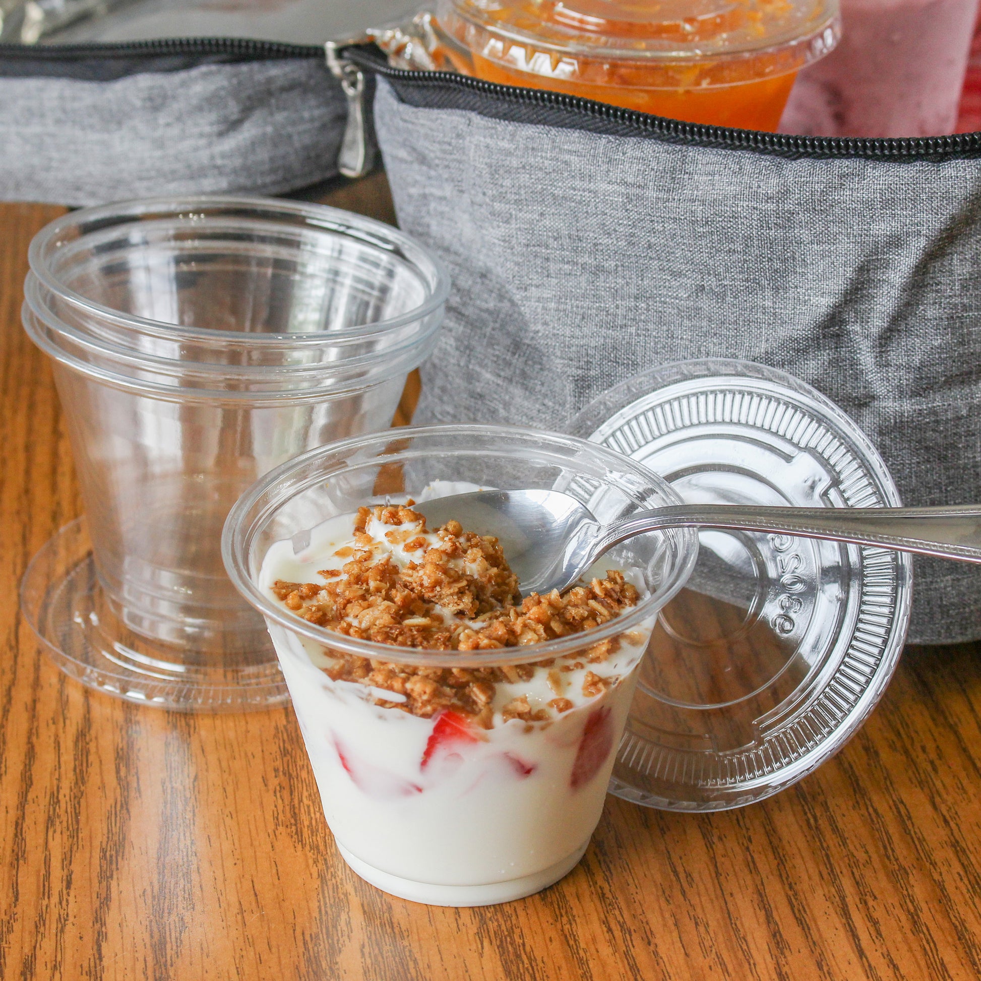 Plastic Dessert Cups with Lids - 100pk 9oz Clear Plastic Cups and Lids
