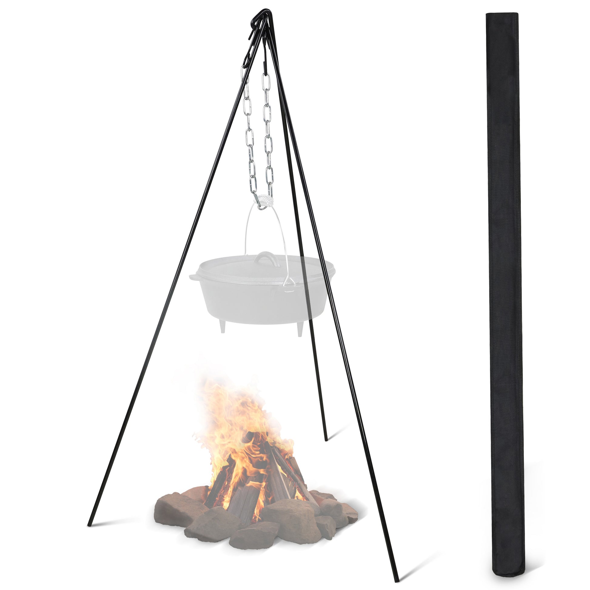 Campfire Tripod Over Fire Camp Grill - 48in Camping Tripod for Cooking