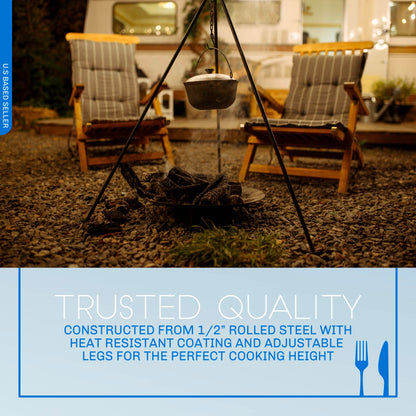 Campfire Tripod Over Fire Camp Grill - 48in Camping Tripod for Cooking
