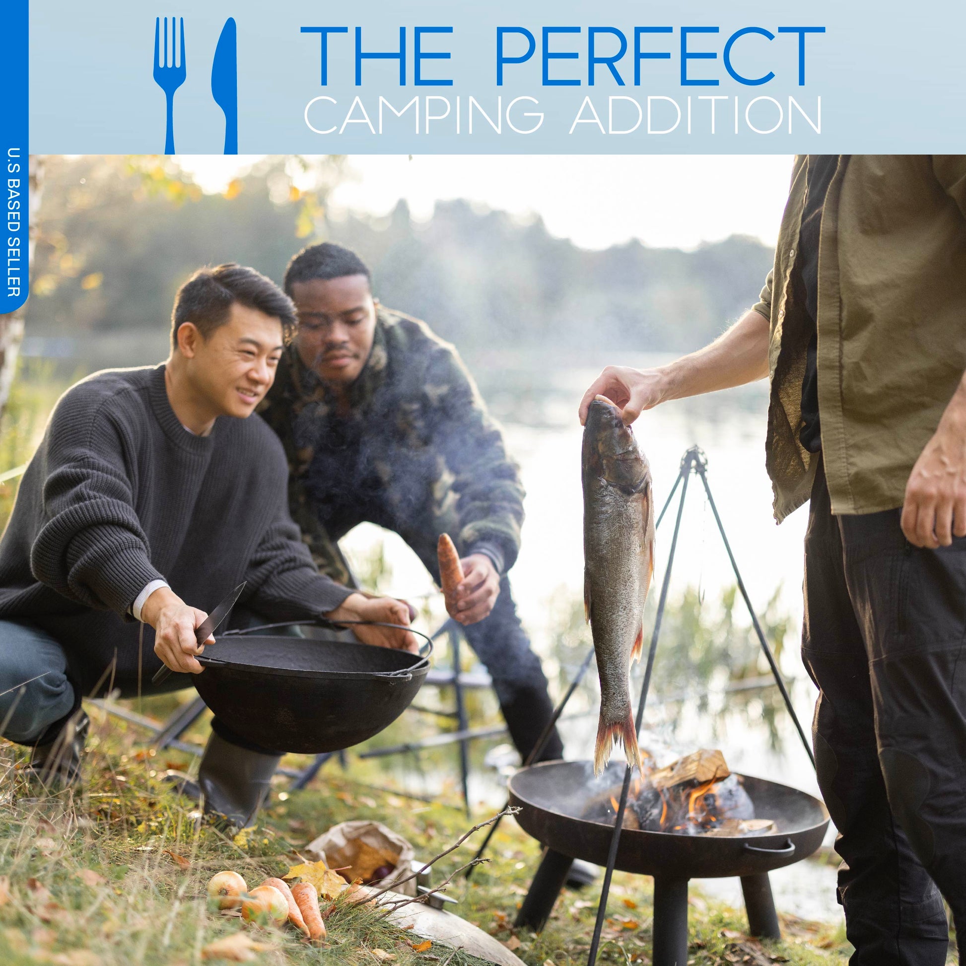 Campfire Tripod Over Fire Camp Grill - 48in Camping Tripod for Cooking