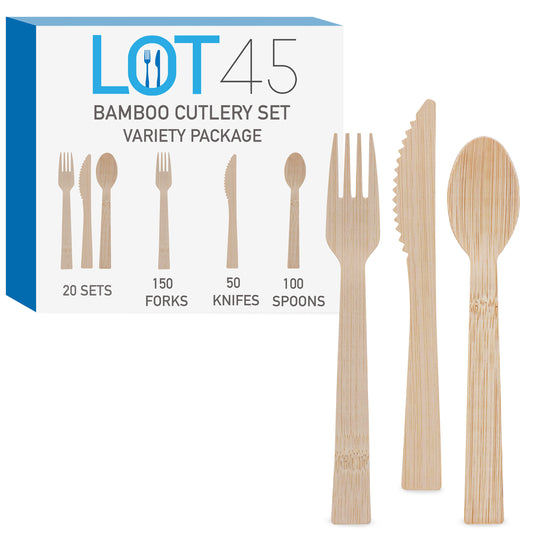 360pc Bamboo Cutlery Set - Recyclable Flatware for Sustainable Dining