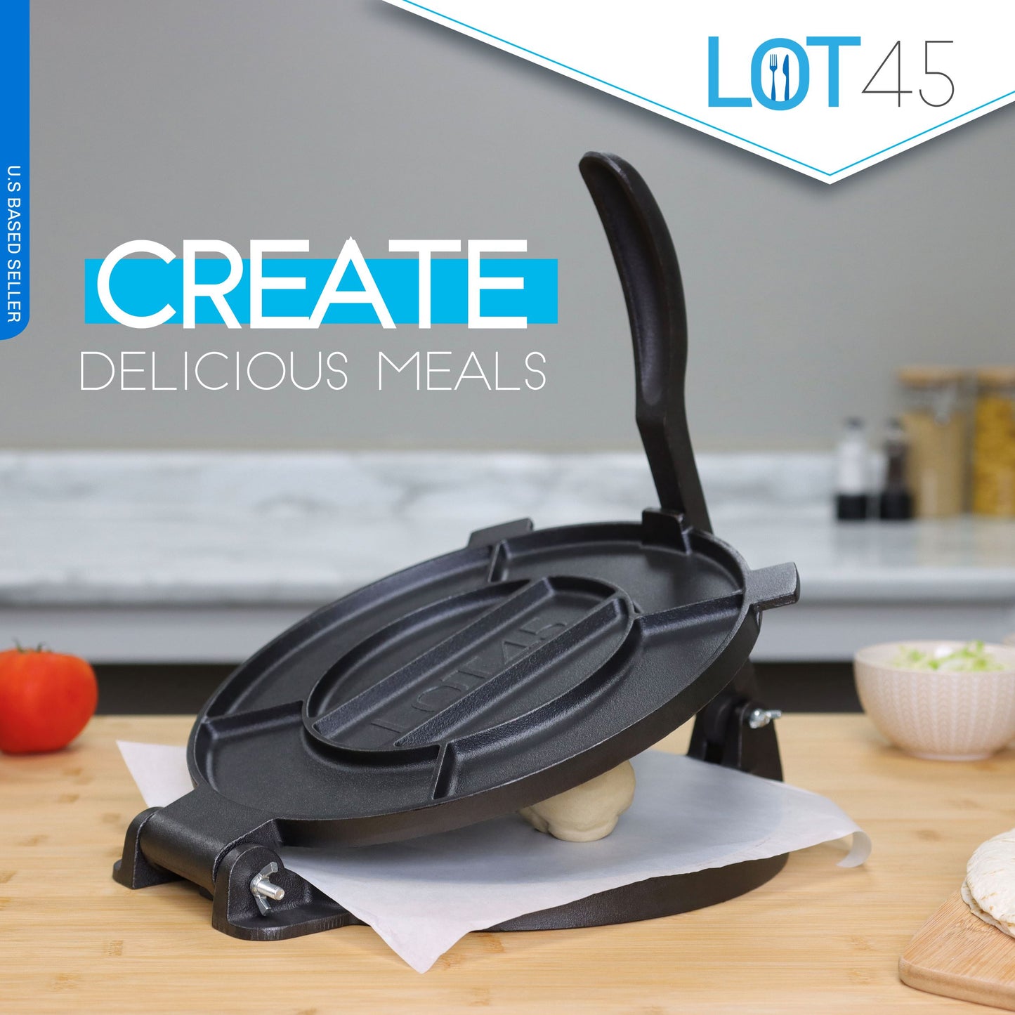 10in Tortilla Maker - Cast Iron Roti Press with 100 Parchment Sheets