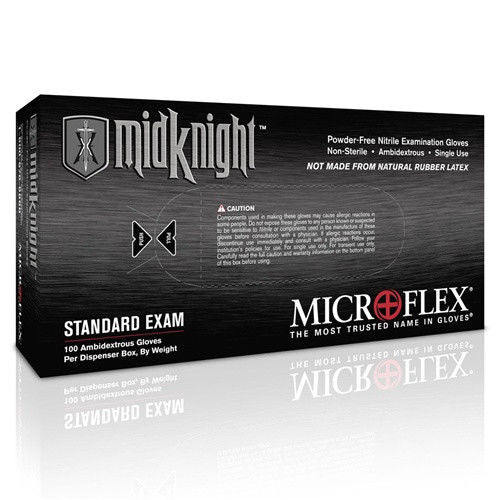 296-XL MidKnight Black Powder-Free Nitrile Exam Gloves - XL-100/Per Box(2 Pack)