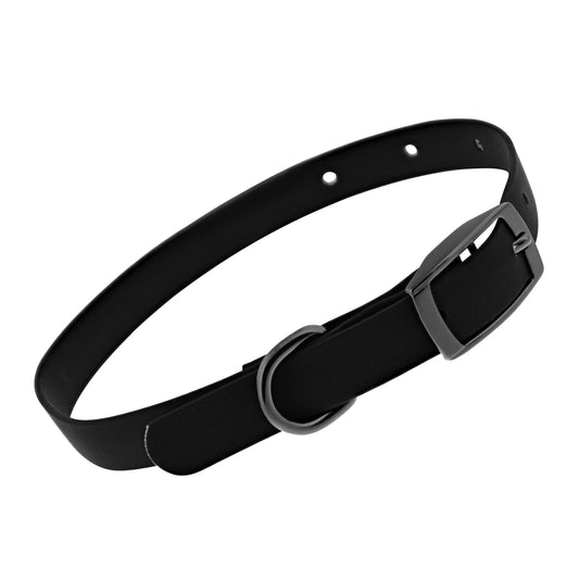 Silicone Dog Collar - Black Dog Collar with Prong Buckle