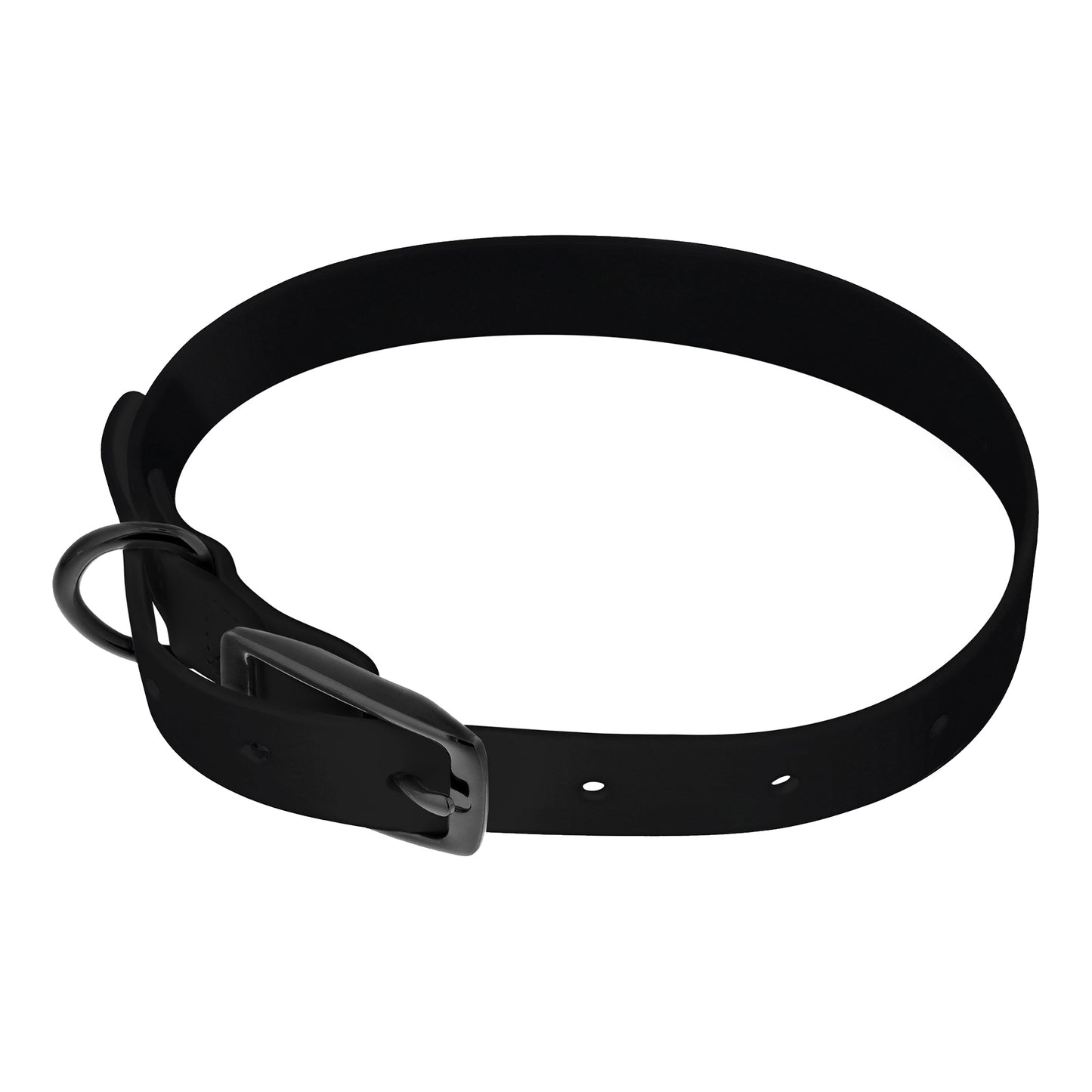 Small Silicone Dog Collar - Black 18in Dog Collar with Prong Buckle