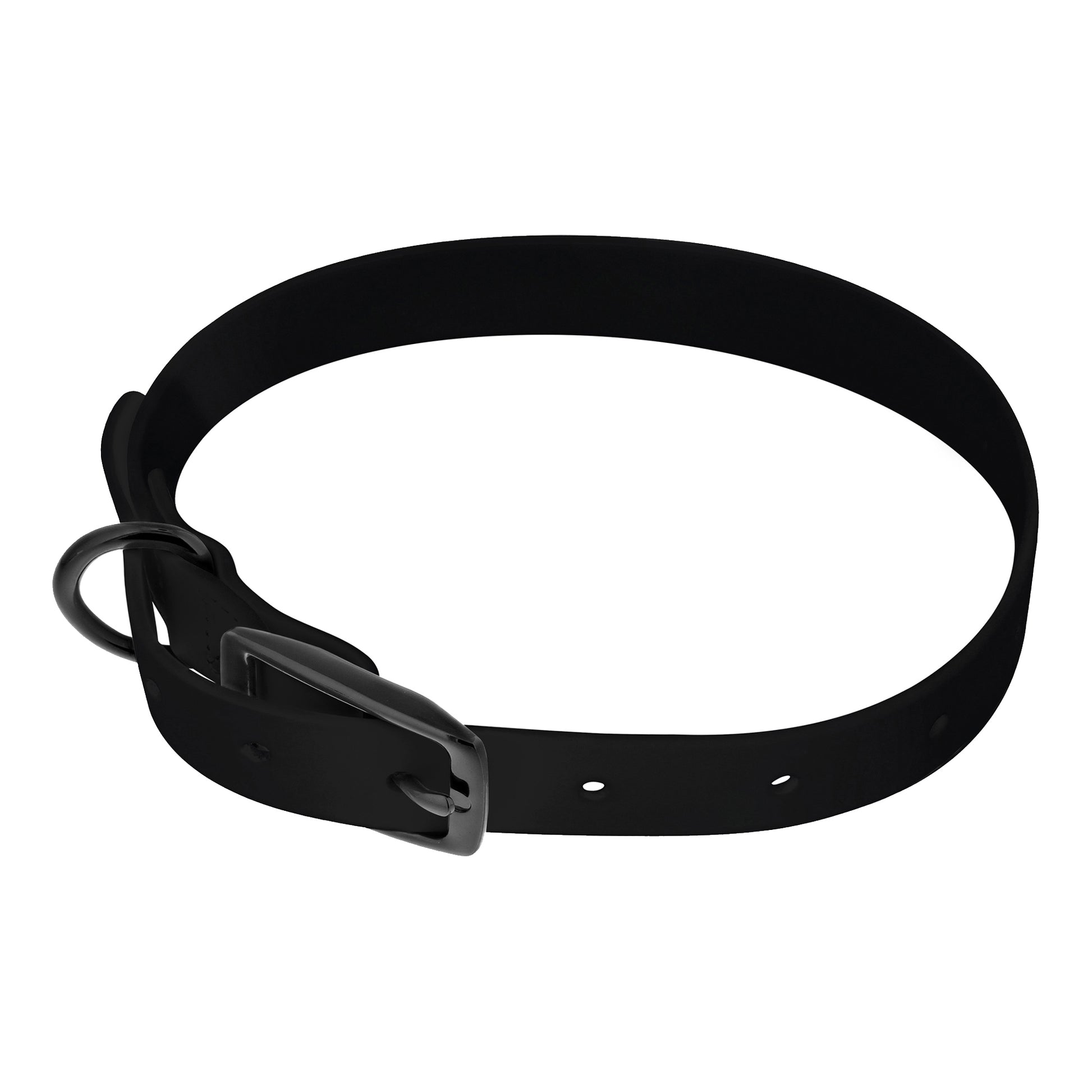 Small Silicone Dog Collar - Black 18in Dog Collar with Prong Buckle
