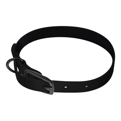 Small Silicone Dog Collar - Black 18in Dog Collar with Prong Buckle