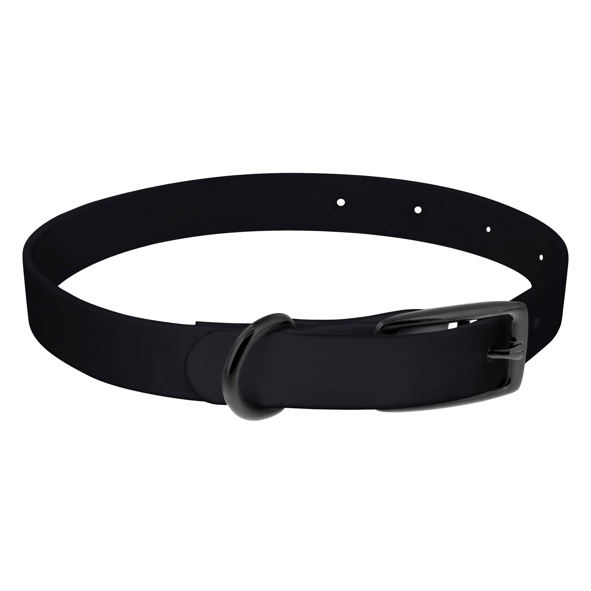 Medium Silicone Dog Collar - Black 19.5in Dog Collar with Prong Buckle
