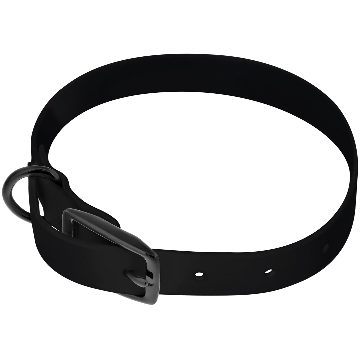 Medium Silicone Dog Collar - Black 19.5in Dog Collar with Prong Buckle