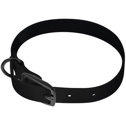 Medium Silicone Dog Collar - Black 19.5in Dog Collar with Prong Buckle
