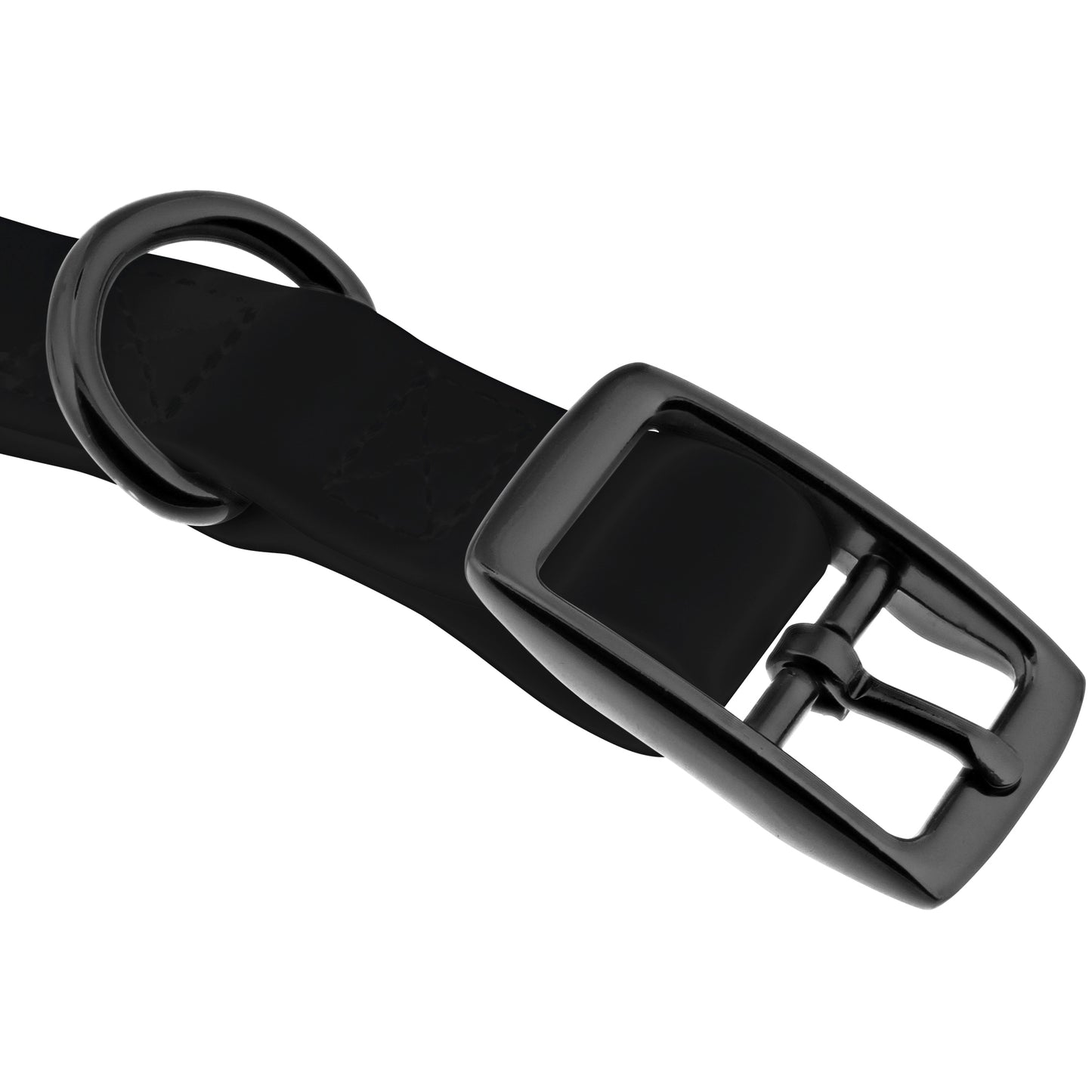Medium Silicone Dog Collar - Black 19.5in Dog Collar with Prong Buckle