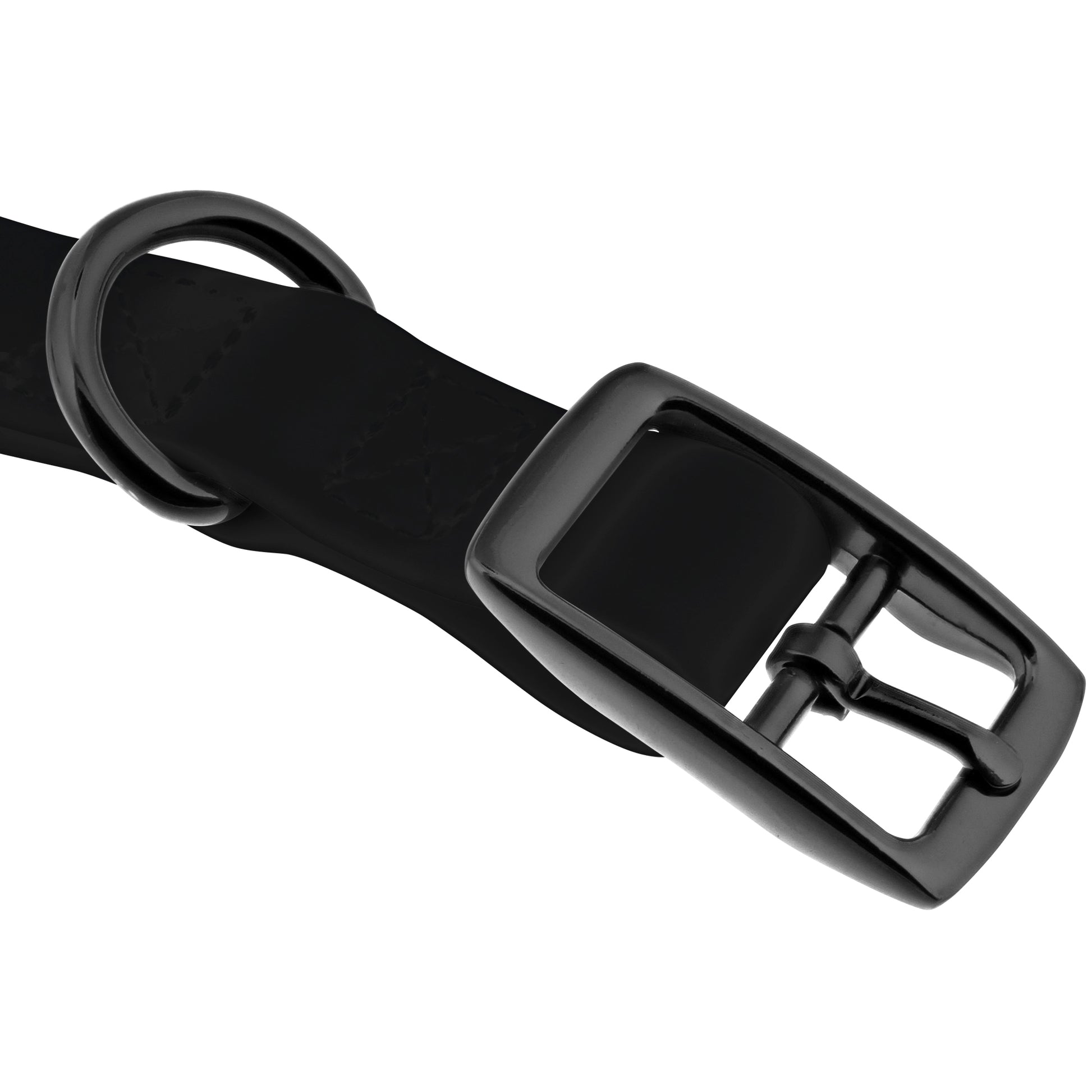Medium Silicone Dog Collar - Black 19.5in Dog Collar with Prong Buckle