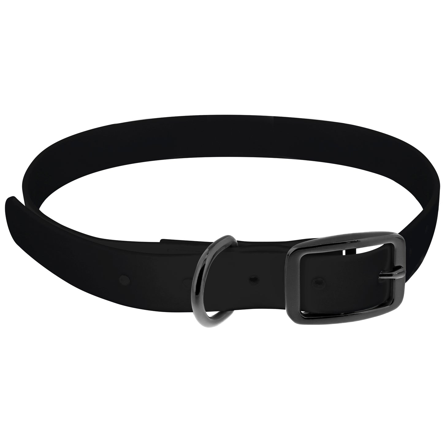 Large Silicone Dog Collar - Black 30in Dog Collar with Prong Buckle