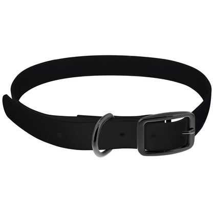 Large Silicone Dog Collar - Black 30in Dog Collar with Prong Buckle