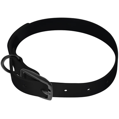 Large Silicone Dog Collar - Black 30in Dog Collar with Prong Buckle