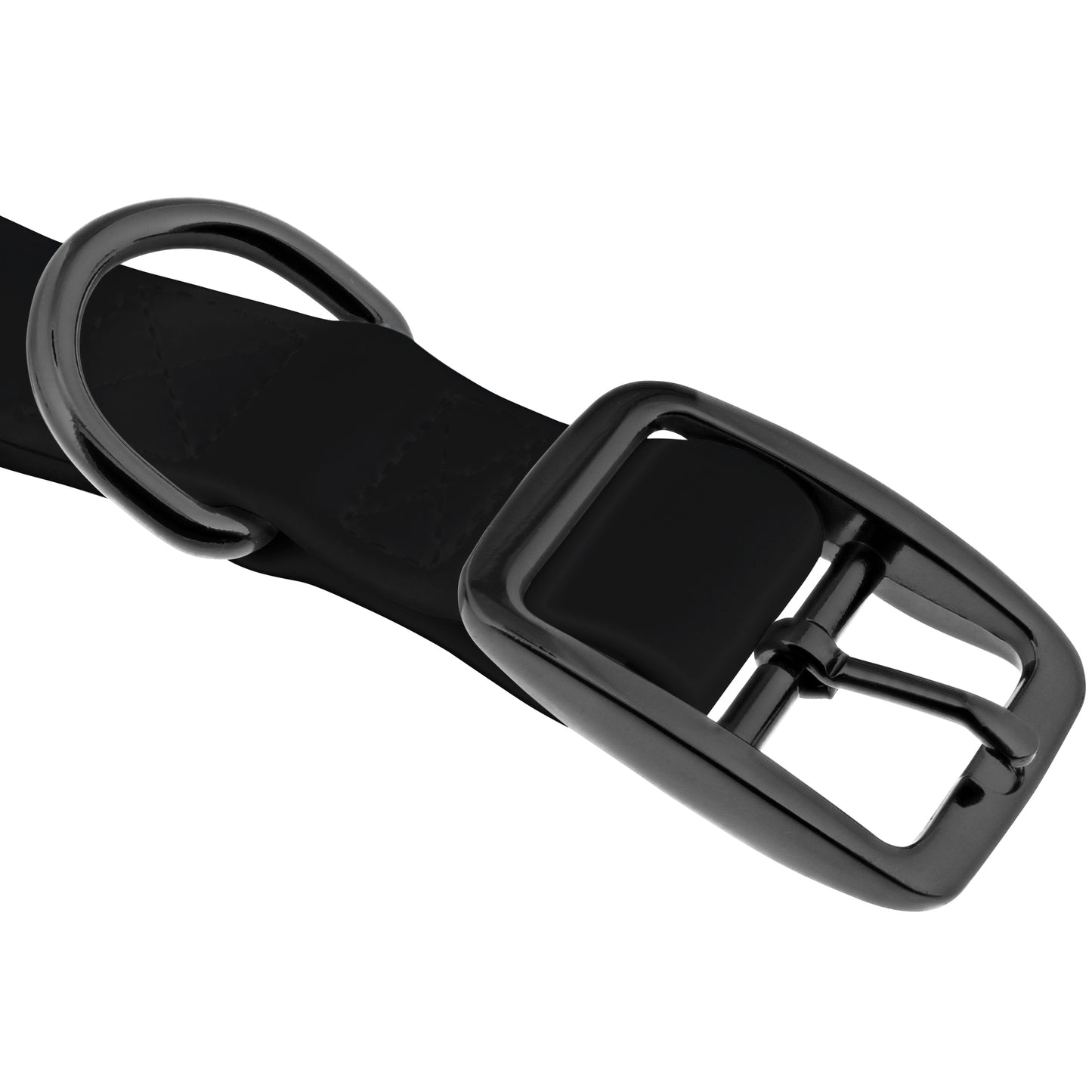 Large Silicone Dog Collar - Black 30in Dog Collar with Prong Buckle
