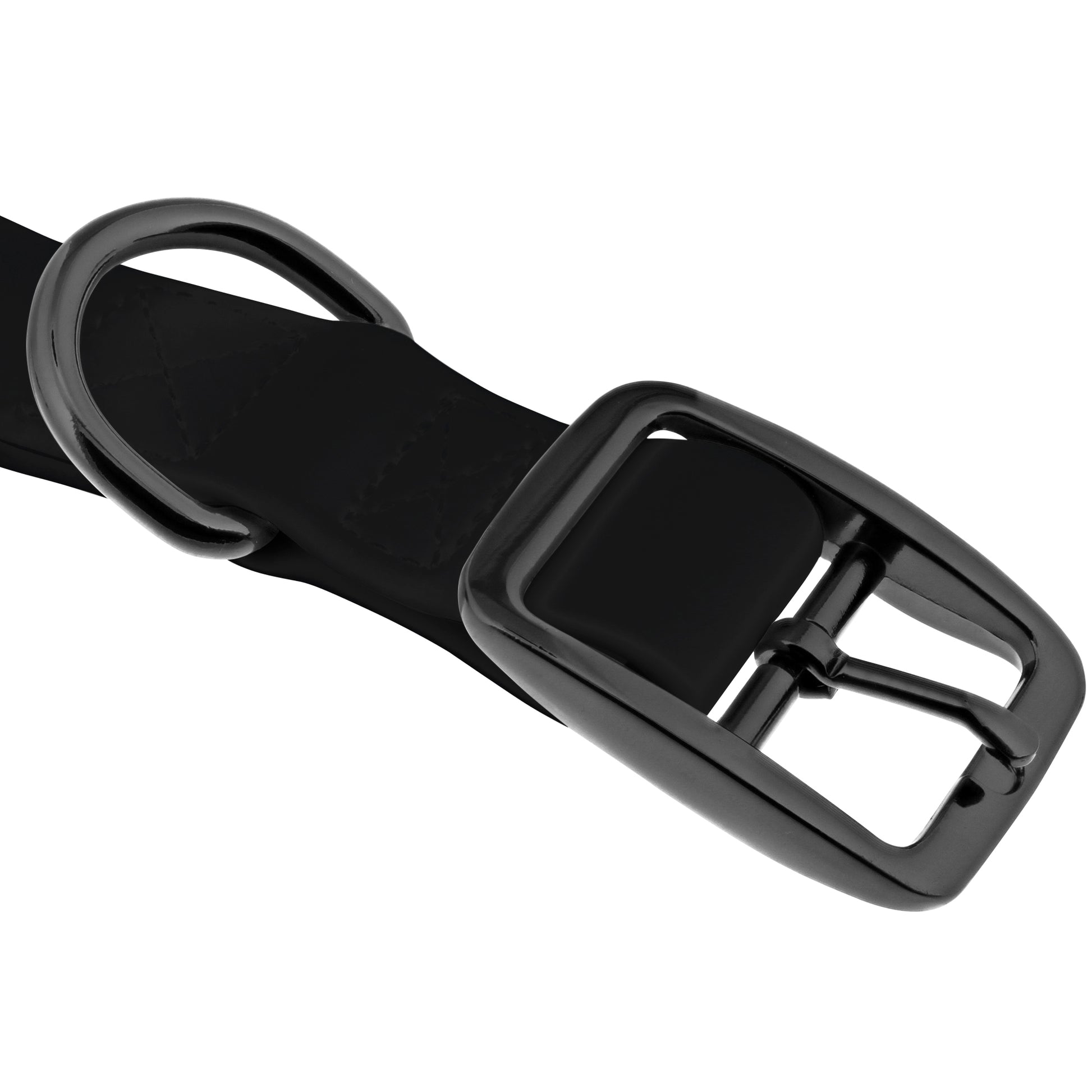 Large Silicone Dog Collar - Black 30in Dog Collar with Prong Buckle