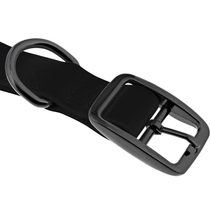 Large Silicone Dog Collar - Black 30in Dog Collar with Prong Buckle