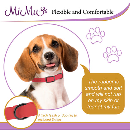 Small Silicone Dog Collar - Pink 18in Dog Collar with Prong Buckle