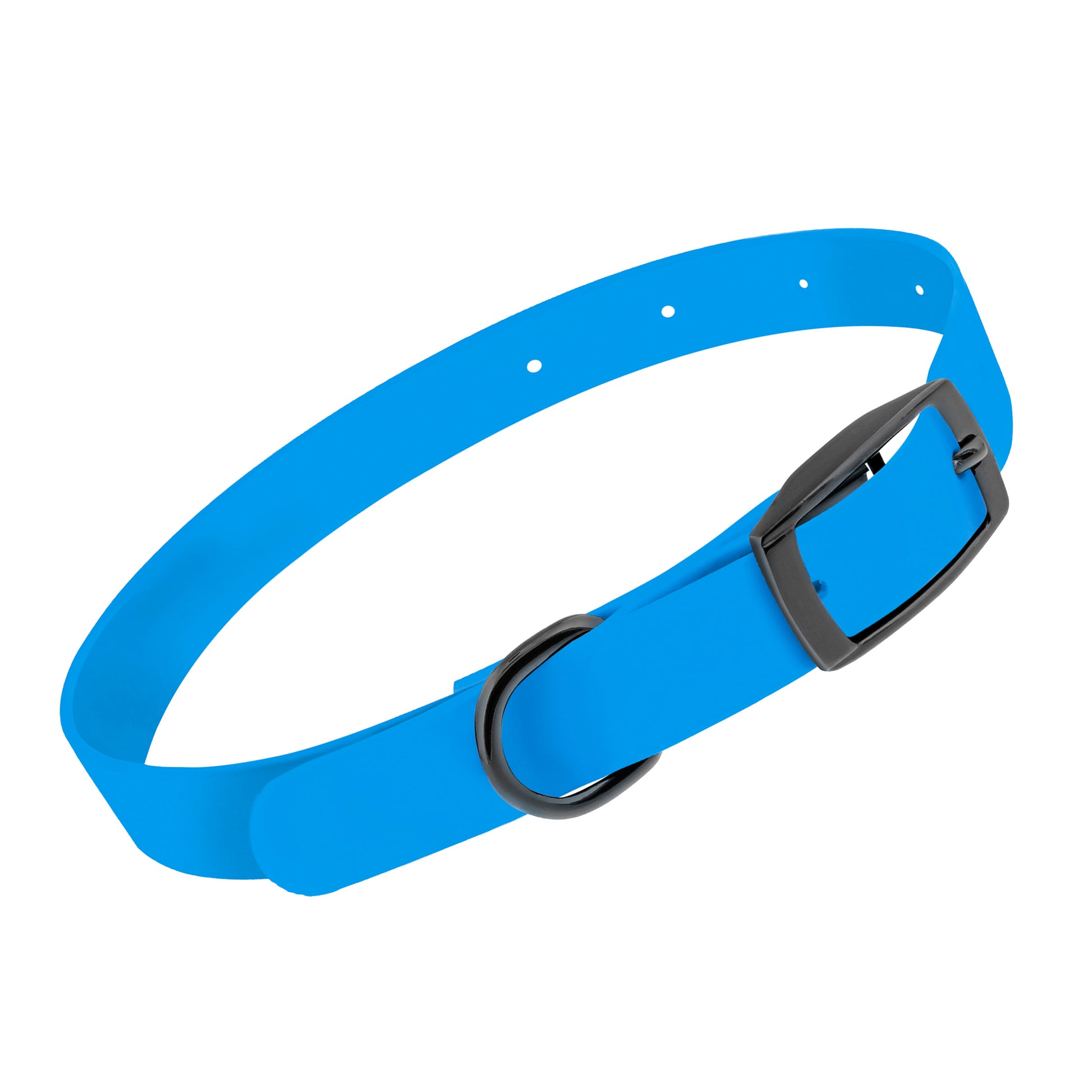 Small Silicone Dog Collar - Blue 18in Dog Collar with Prong Buckle