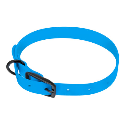 Small Silicone Dog Collar - Blue 18in Dog Collar with Prong Buckle