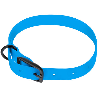Medium Silicone Dog Collar - Blue 19.5in Dog Collar with Prong Buckle
