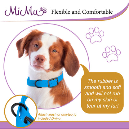 Medium Silicone Dog Collar - Blue 19.5in Dog Collar with Prong Buckle
