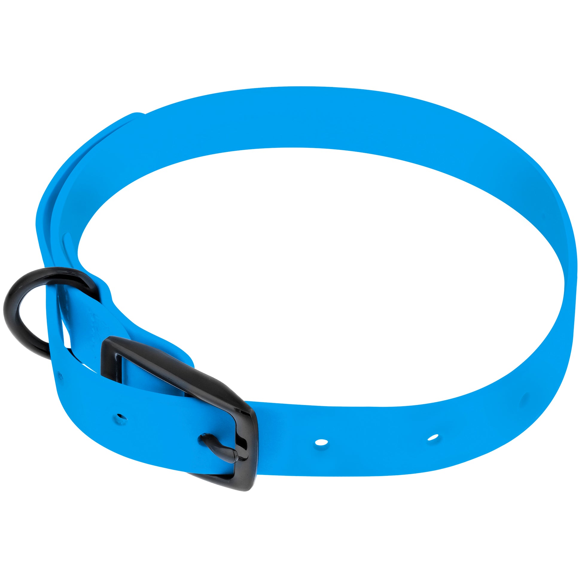 Large Silicone Dog Collar - Blue 30in Dog Collar with Prong Buckle