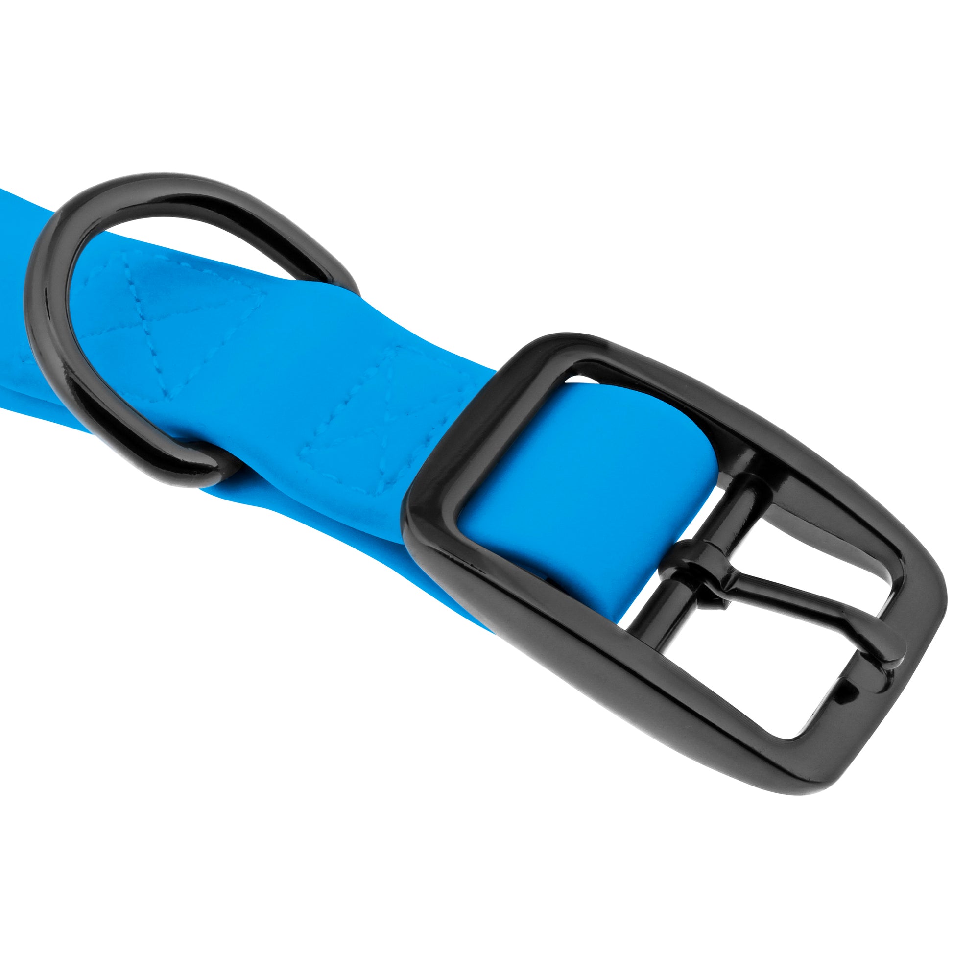 Large Silicone Dog Collar - Blue 30in Dog Collar with Prong Buckle