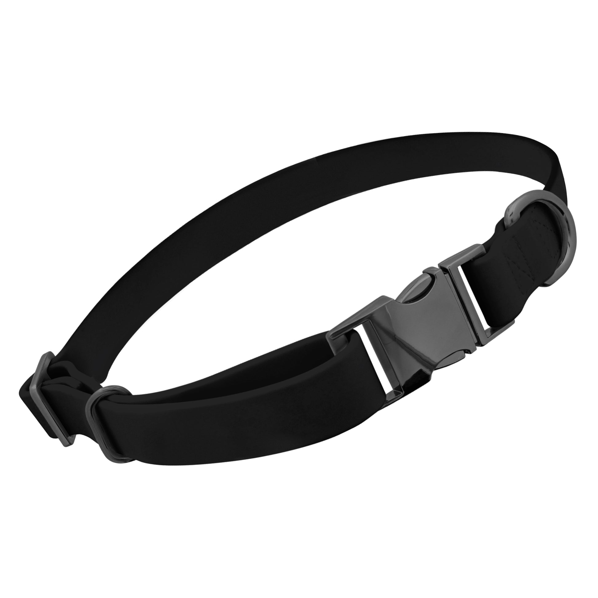 Small Silicone Dog Collar - Black 17in Dog Collar with Clasp Buckle