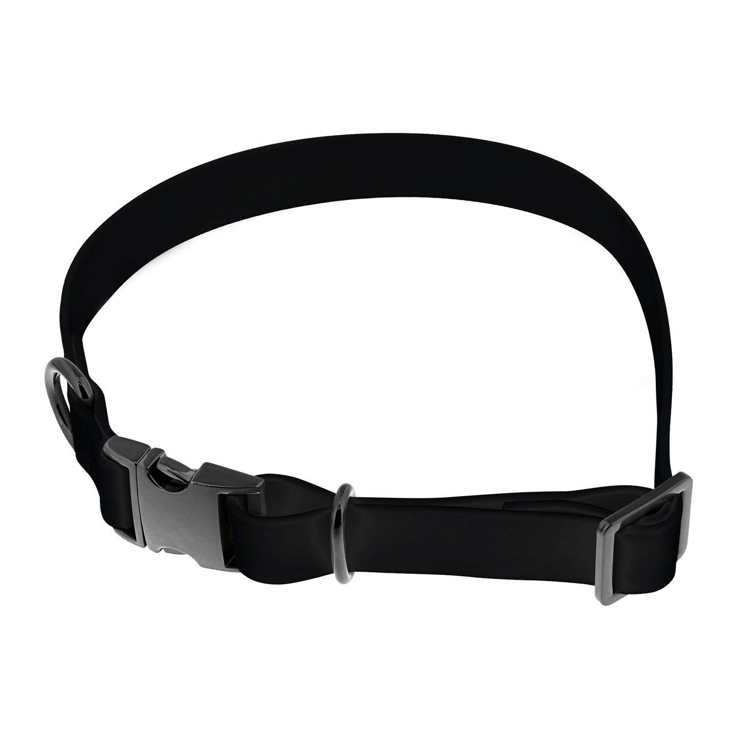 Small Silicone Dog Collar - Black 17in Dog Collar with Clasp Buckle